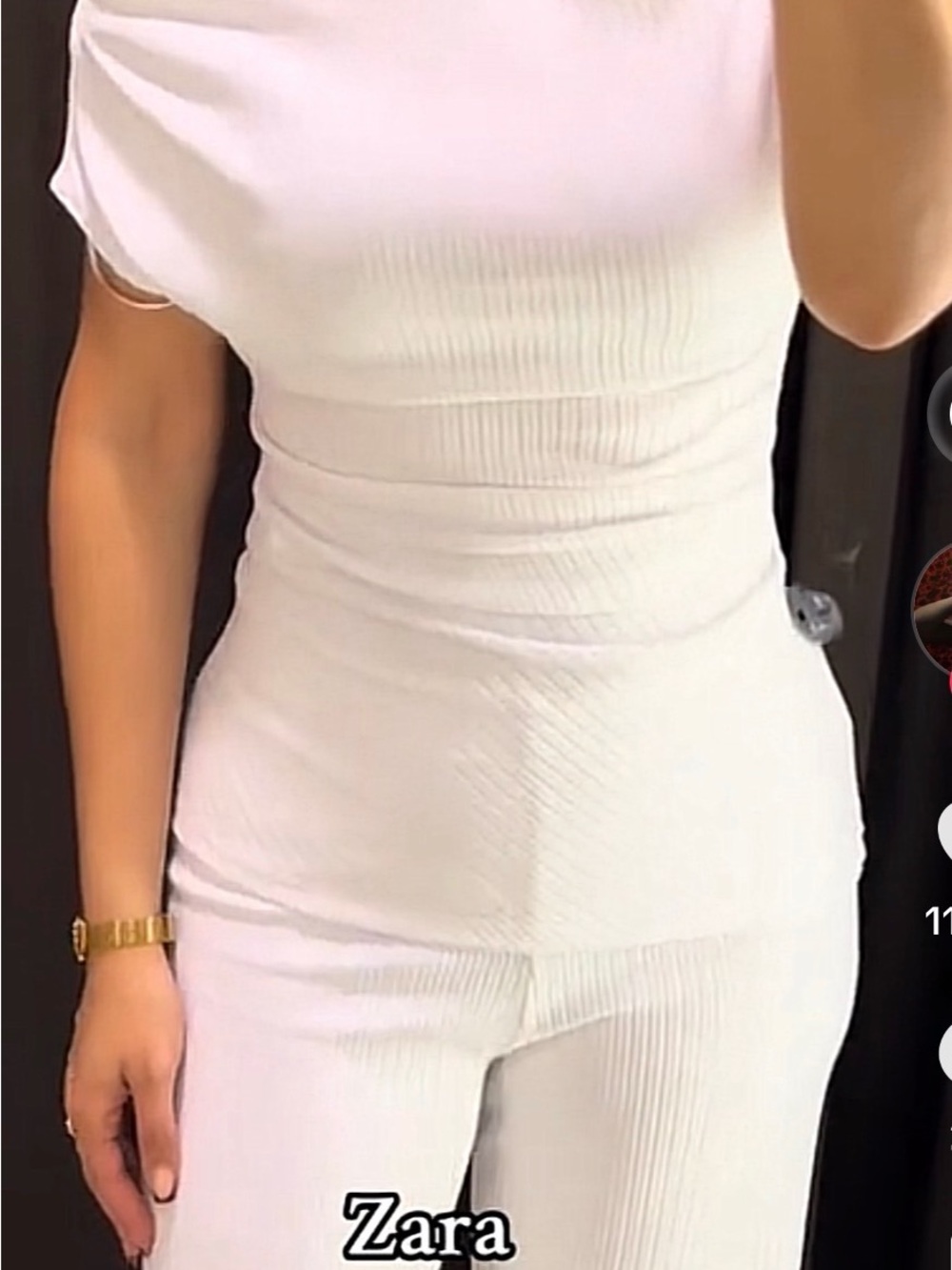 Zara White Ribbed Knit Two-Piece Set